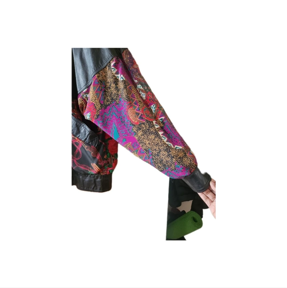 Women's Floral Leather Pelle Spring Jacket size M - Picture 5 of 10